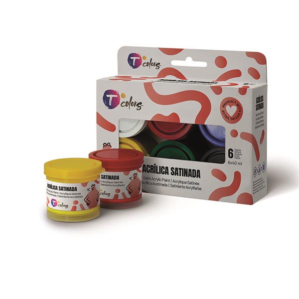 Set pintura acrilica 6 colores 40 ml + album . (Blanco, amarillo, mage